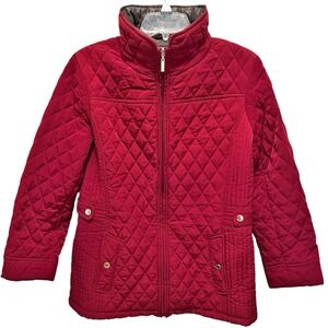 Gallery Quilted Barn Jacket Womens Large Ruby Red Burgundy Chore Coat Utility